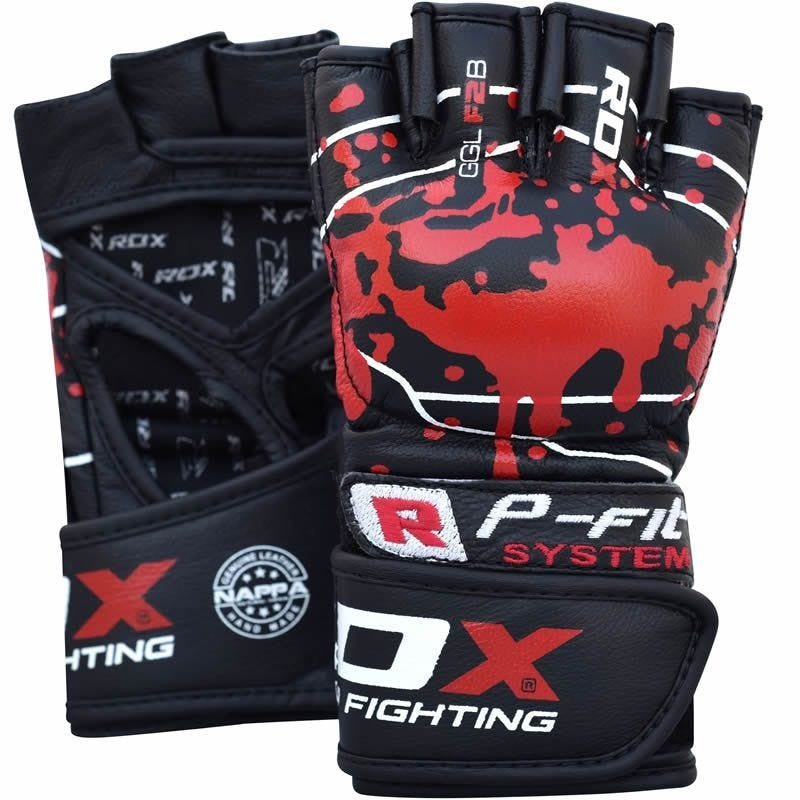 RDX Gym Grappling Blood Double Strap Glove Fitness